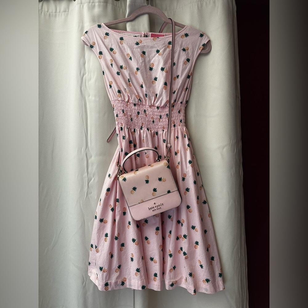 Kate Spade Pink Pineapple Print Midi Dress